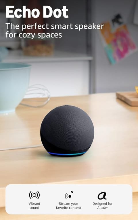Amazon Echo Dot (newest model) - Vibrant sounding speaker, Designed