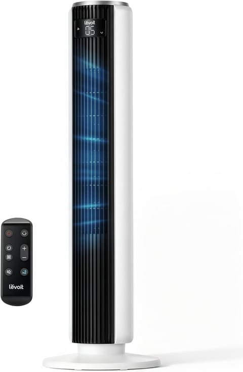 LEVOIT Tower Fan for Bedroom, 90° Oscillating Standing Fan with 28dB