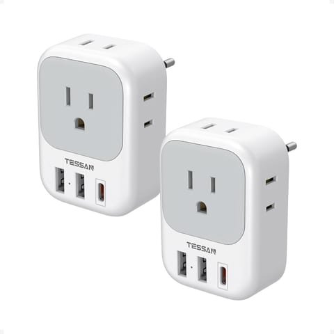 TESSAN 2 Pack European Travel Plug Adapter, Europe Power Converter 4
