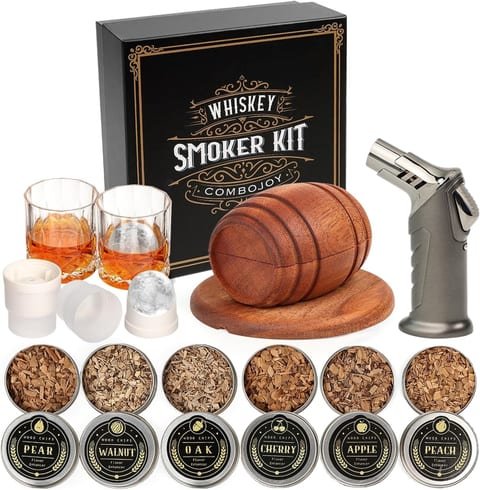 Whiskey Smoker Kit with Torch - 6 Flavors Wood Chips, 2 Glasses, 2