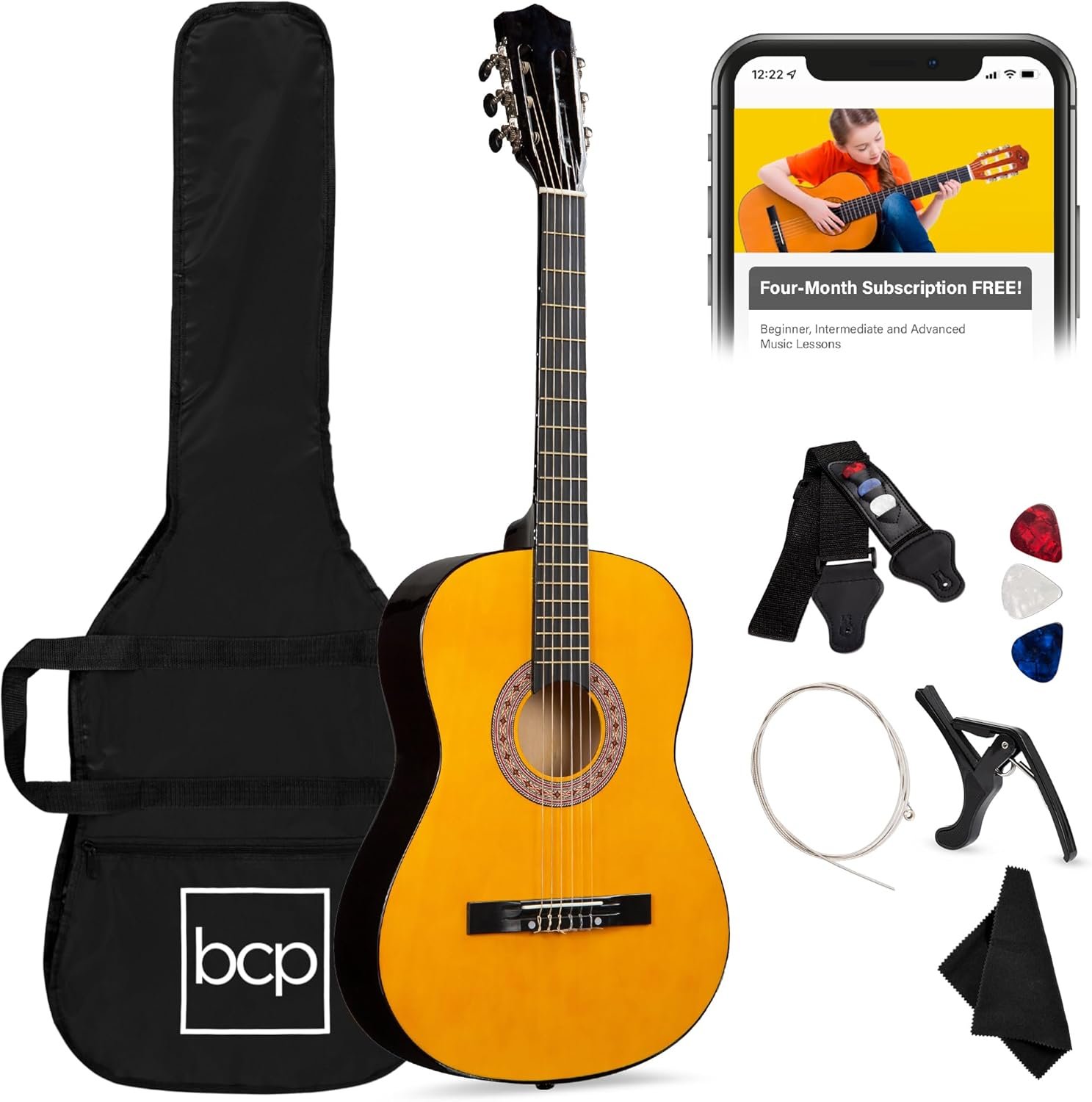 Best Choice Products 38in Beginner All Wood Acoustic Guitar Starter Kit w/Gig Bag