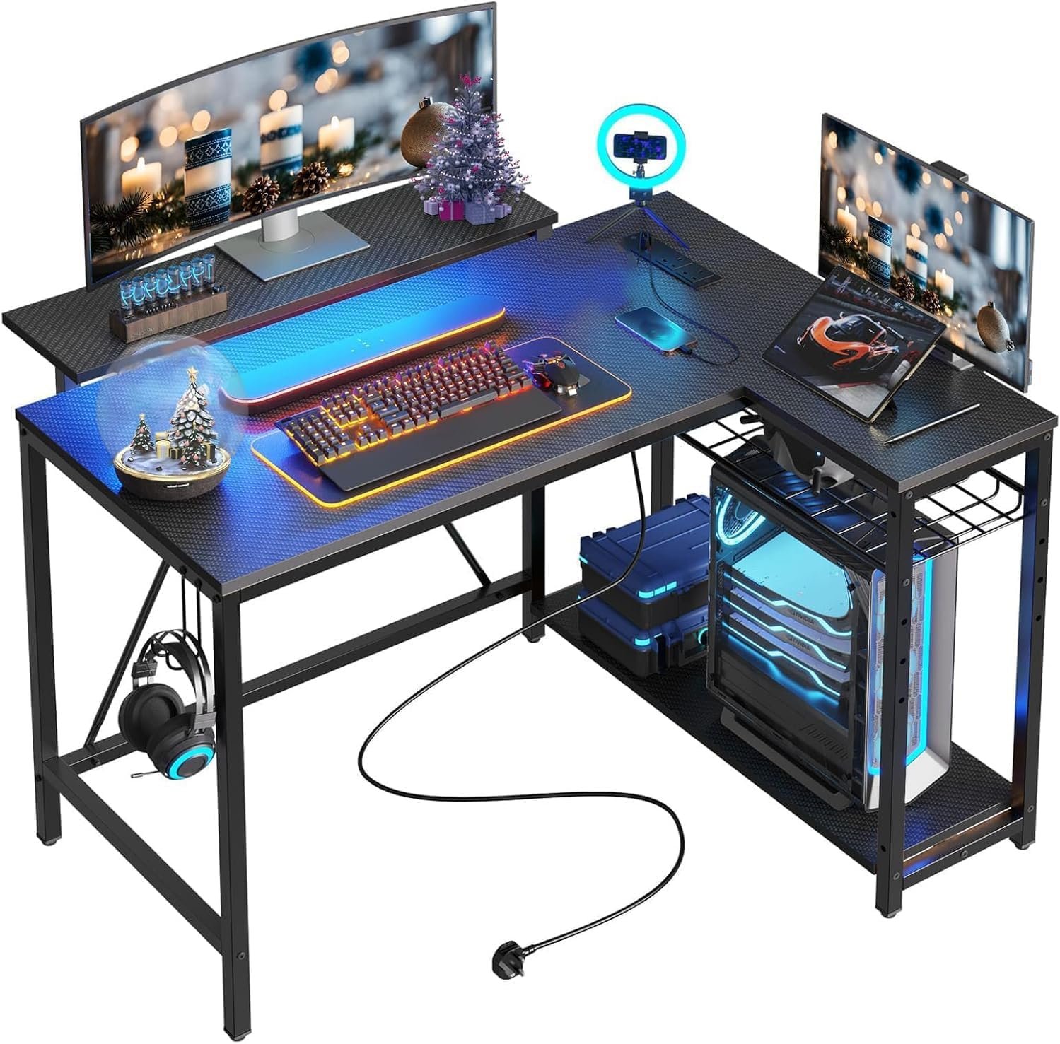 Bestier 95 inch L-Shaped Gaming Desk