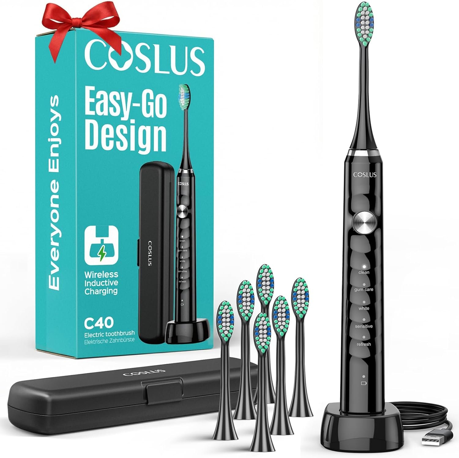 COSLUS Sonic Electric Toothbrush for Adults C40(DY-108Pro): 47000 VPM for Deep Cleaning with Travel Case