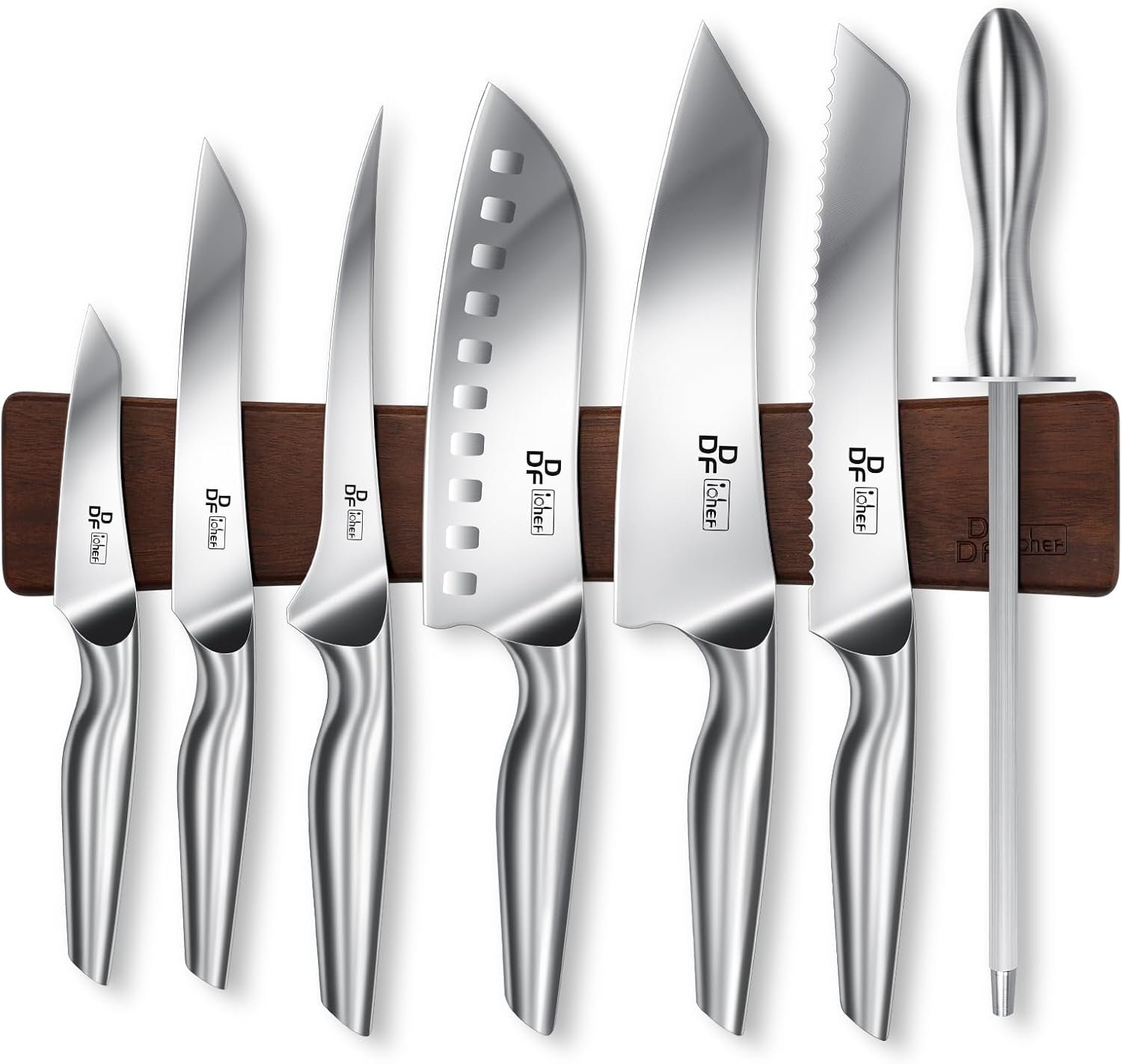 DDF iohEF Knife Set with Knife Strip, 8 Piece Professional Kitchen Knife Set