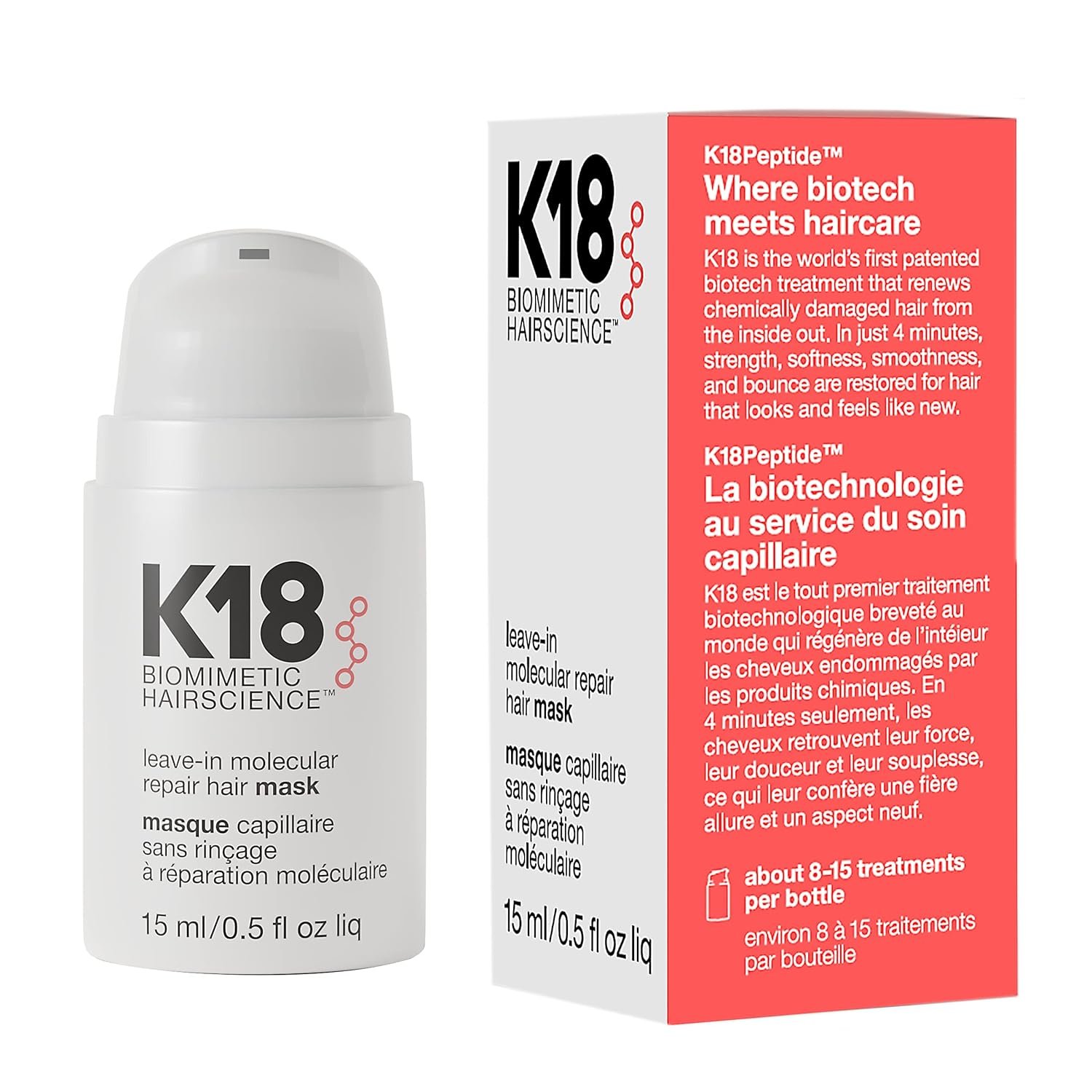 K18 Leave-In Molecular Repair Hair Mask, Patented
