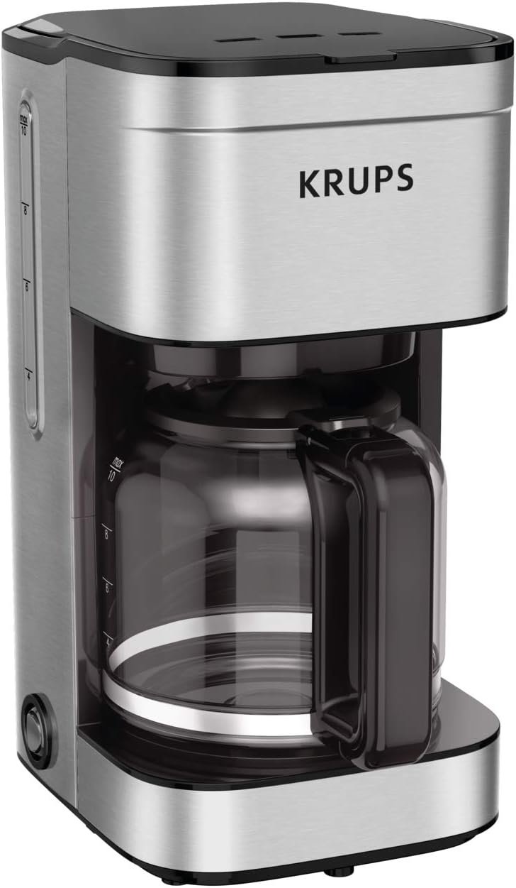 KRUPS Coffee Maker 10 Cups Simply Brew Stainless Steel Drip Coffee Maker