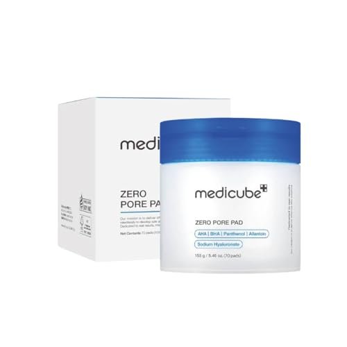 medicube Toner Pads Zero Pore Pad 2.0 | Dual-Textured Facial Pad for Exfoliation and Pore Care with 4.5% AHA Lactic Acid, 0.45% BHA Salicylic Acid | Ideal for All, Korean Skin Care, 70 Pads (1 Pack)