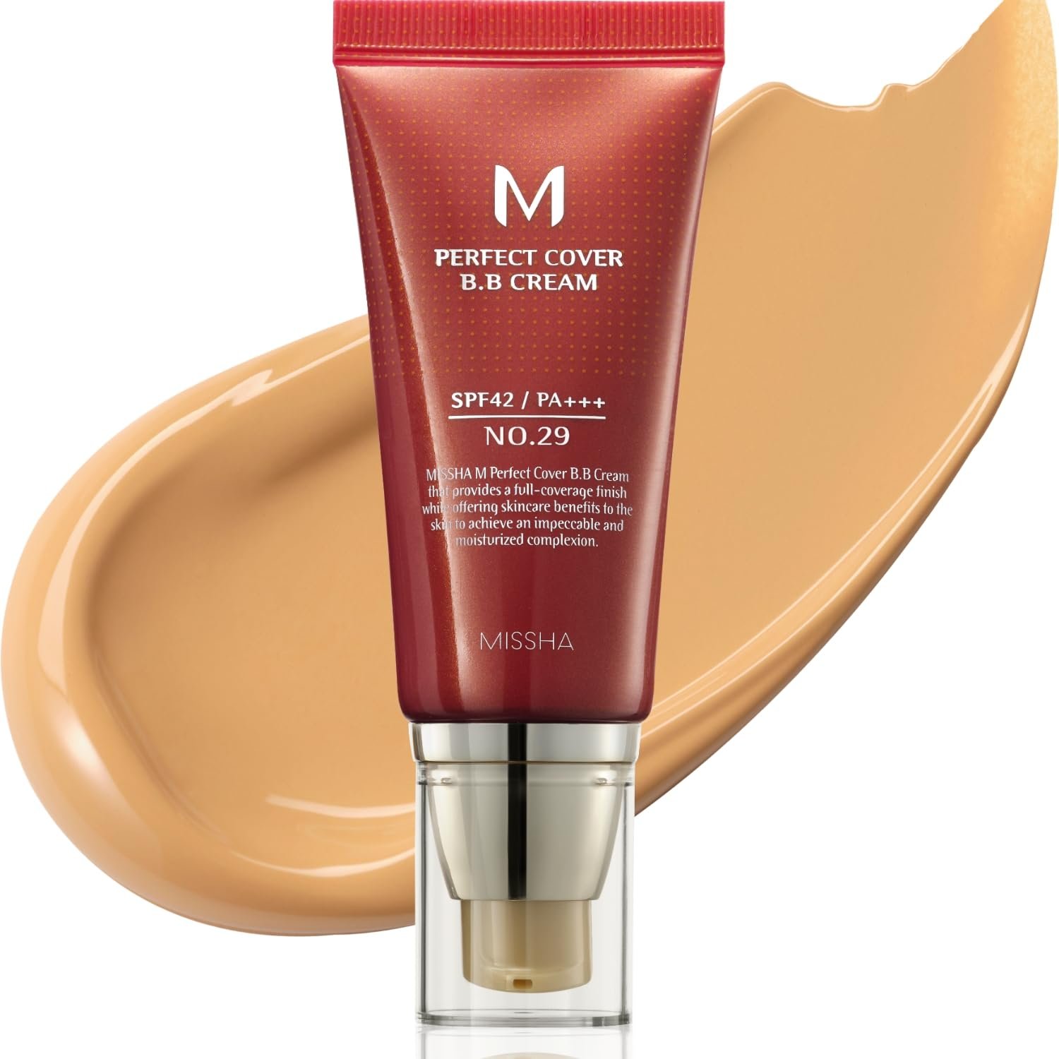 MISSHA M Perfect Cover BB Cream No.29 Caramel Beige - Medium/Tan with Warm Undertone SPF 42 PA+++ 1.69 Fl Oz - Tinted Moisturizer for face with SPF