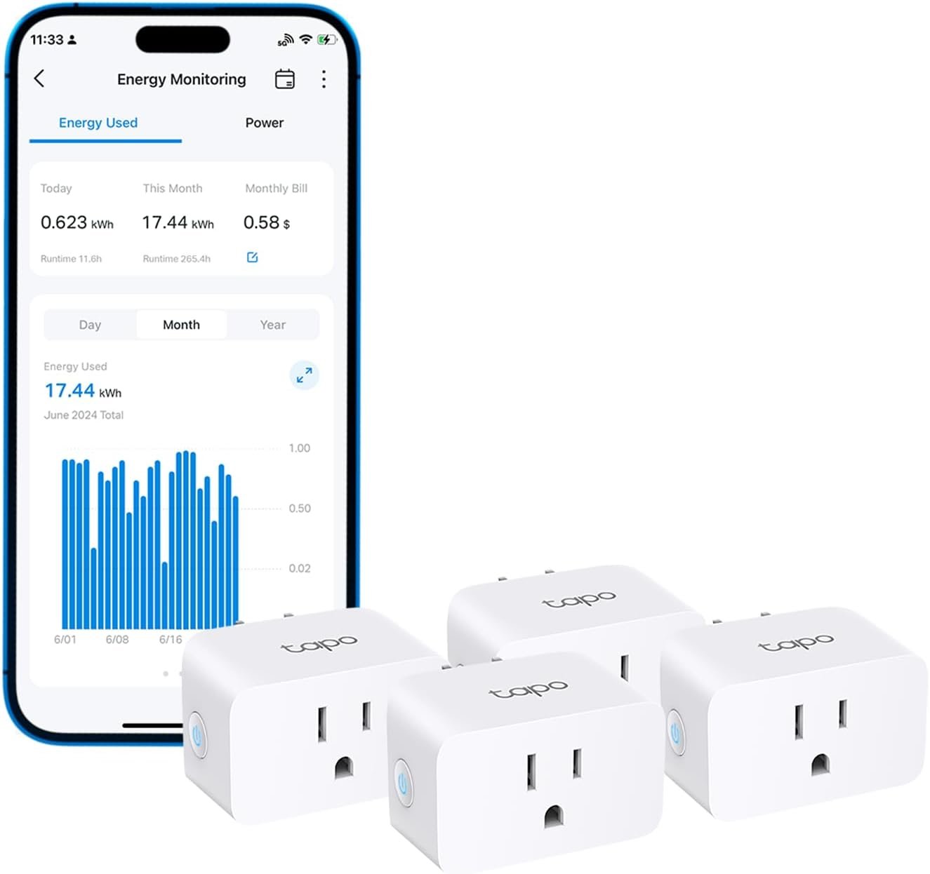 TP-Link Tapo P115 Mini Smart Plug 4-Pack
