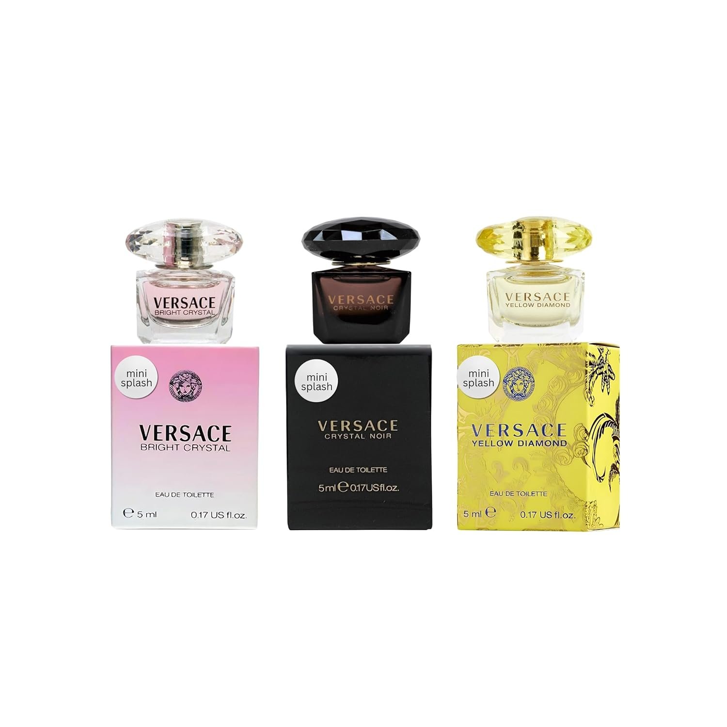 Versace Perfume for Women Variety 3-Piece Mini Gift Set – Yellow Diamond, Crystal Noir, Bright Crystal